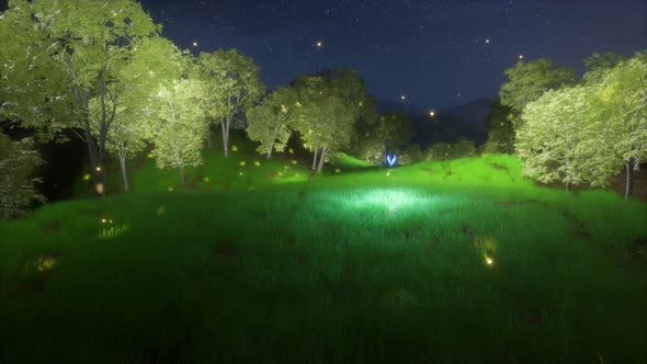 A Butterfly That Shines With Fireflies And Flies Over A Beautiful Forest (4)