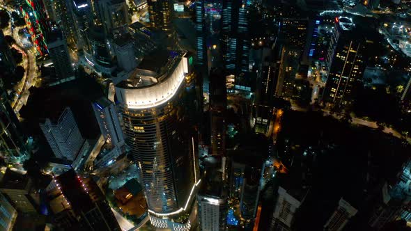 Aerial night view of Kuala Lumpur capital, Malaysia