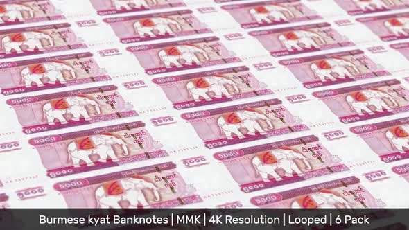 Myanmar (Burma) Banknotes Money / kyat / Currency K / MMK / 6 Pack - 4K alt