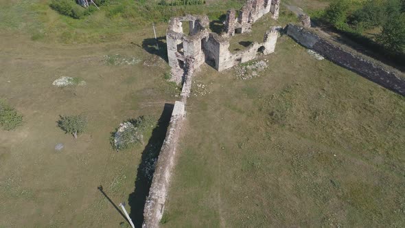 Aerial of an abandoned fortress alt