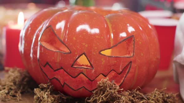 Scary Carved Pumpkin Jack-o-lantern Halloween Element alt