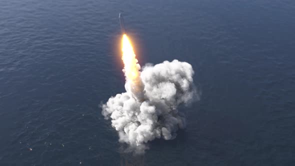 Ballistic Missile Launch From Underwater 4k