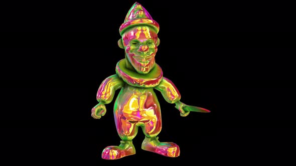 4K Neon glowing clown with alpha