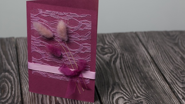 Homemade greeting card. Stands on a rotating stage. alt