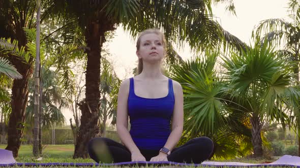 Sportswoman Inhaling and Exhaling Fresh Air Rest After Working Sport Exercises alt