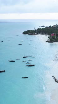 Tanzania  Vertical Video of the Ocean Near the Coast of Zanzibar Slow Motion alt