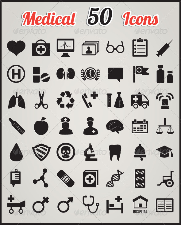 Set of 50 medical icons for design - Health/Medicine Conceptual