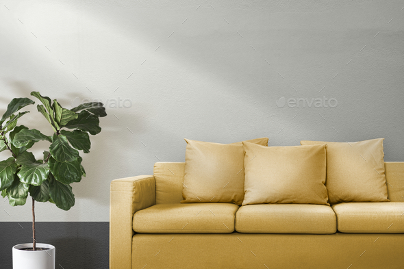 Zoom background, living room furniture with leather sofa Stock Photo by  Rawpixel