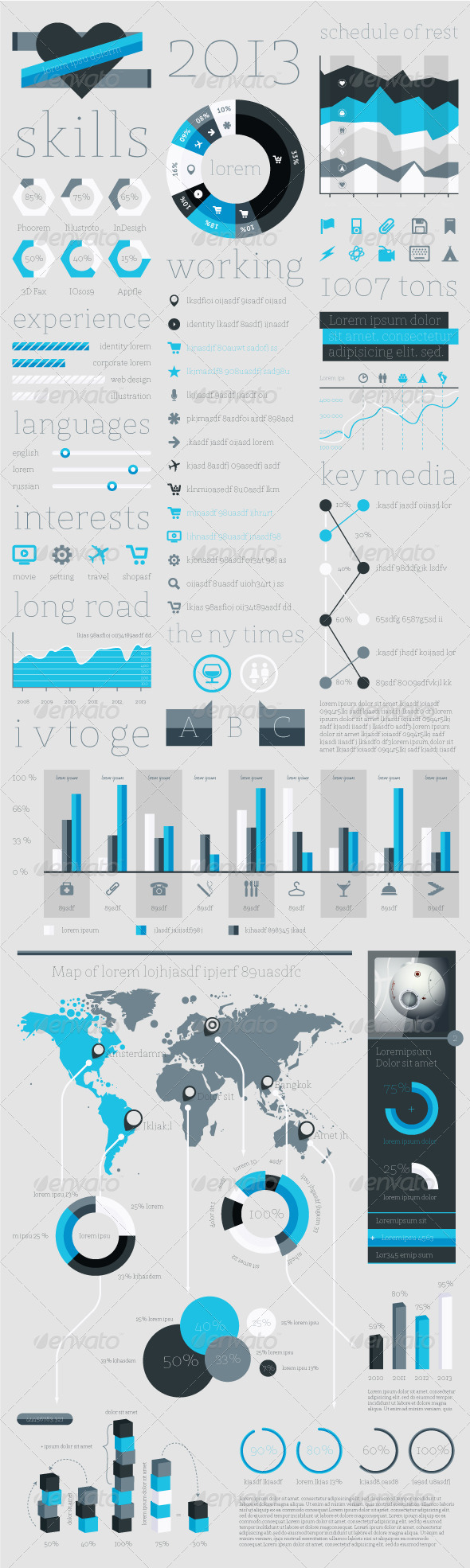 Elements of Infographics with buttons and menus - Infographics