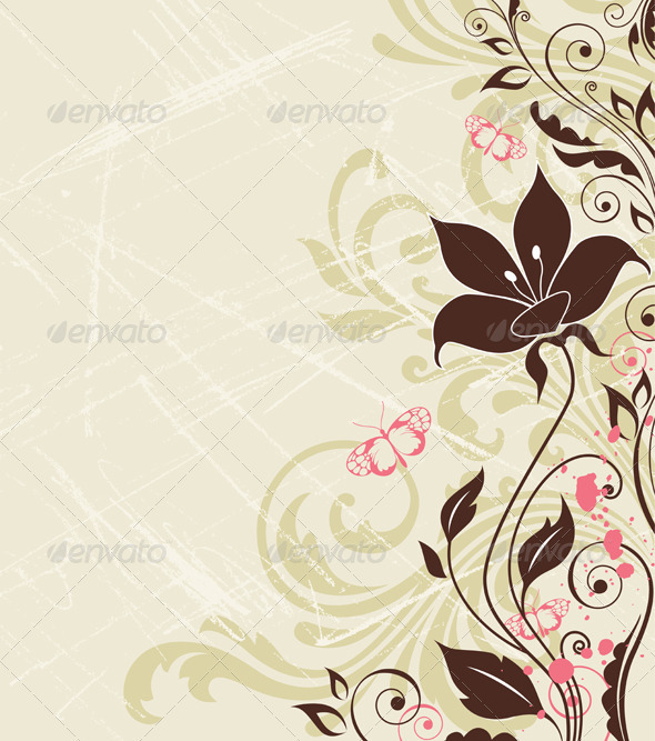 Scratched Floral Background - Backgrounds Decorative