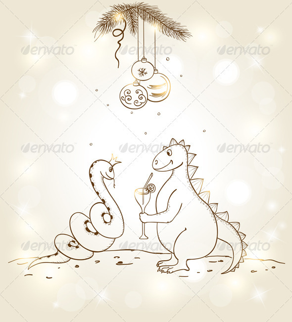 Background with Snake and Dragon - New Year Seasons/Holidays