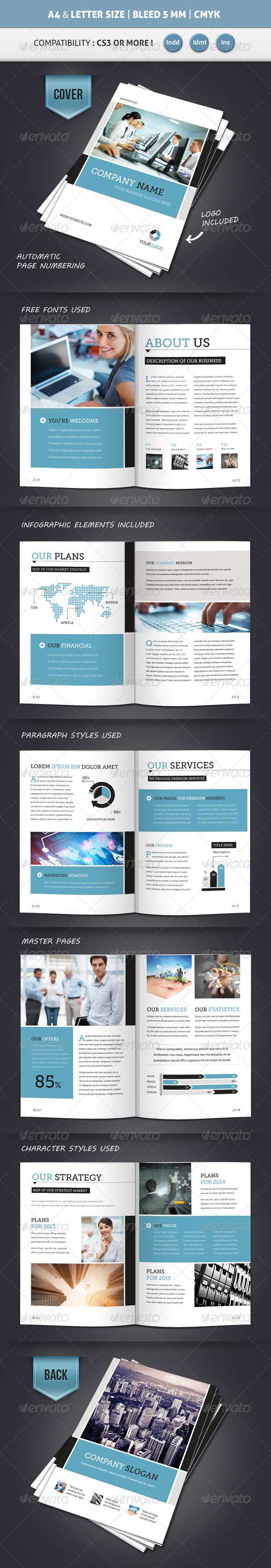 Corporate Brochure Template A21 & Letter 21 Pages With 12 Page Brochure Template