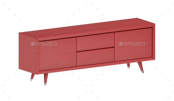 Wooden red tv stand