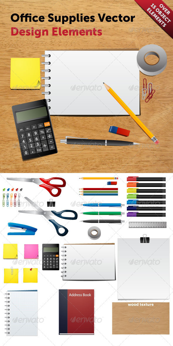 Office Supplies Vector - Man-made Objects Objects
