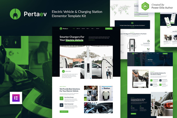 Pertaev – Electric Vehicle & Charging Station Elementor Template Kit