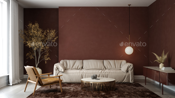 Interior of modern living room with sofa - Stock Photo - Images