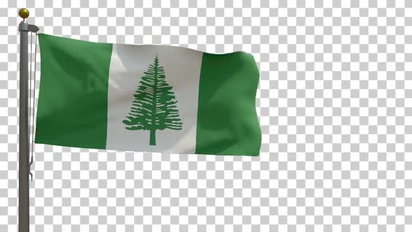 Norfolk Island Flag (Australia) on Flagpole with Alpha Channel - 4K alt