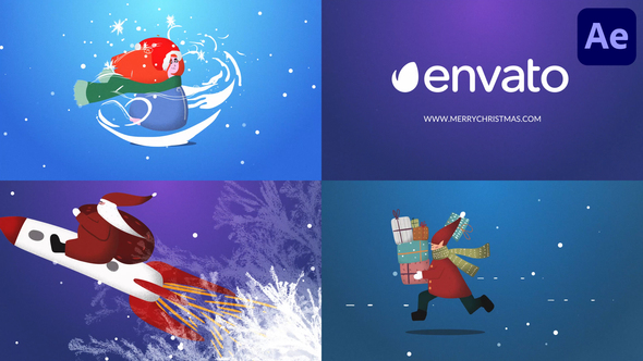 Cartoon Christmas Logo Pack for After Effects