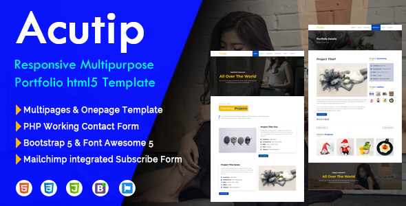 Acutip - Responsive Multipurpose Portfolio HTML5 Template