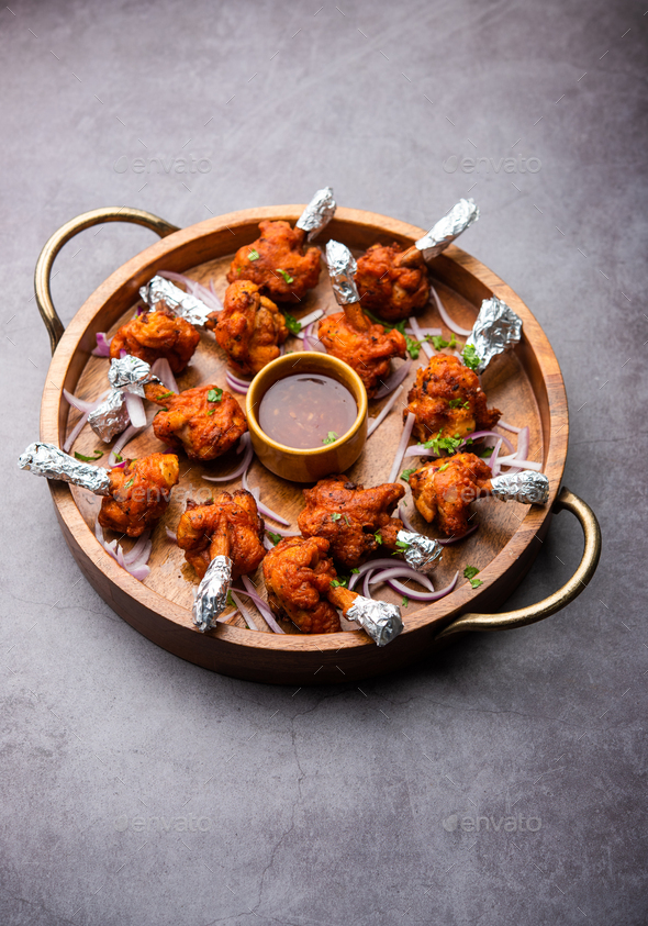 Chicken lollipop snack or starter recipe from India