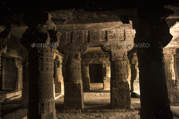 Rock cut Buddhist cave, India Stock Photo by crshelare | PhotoDune