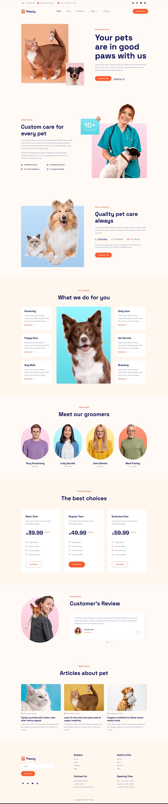 Pawsy - Pet Care & Veterinary Elementor Template Kit