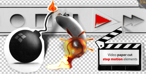 Stop Motion Video Paper Cut Elements