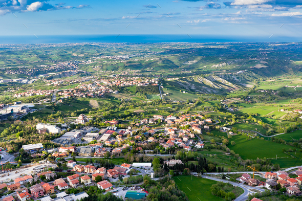 View from Titano mountain, San Marino at neighborhood - Stock Photo - Images