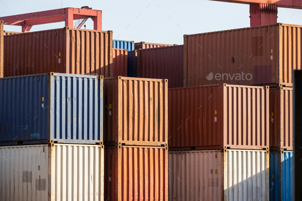 containers close-up in yard - Stock Photo - Images