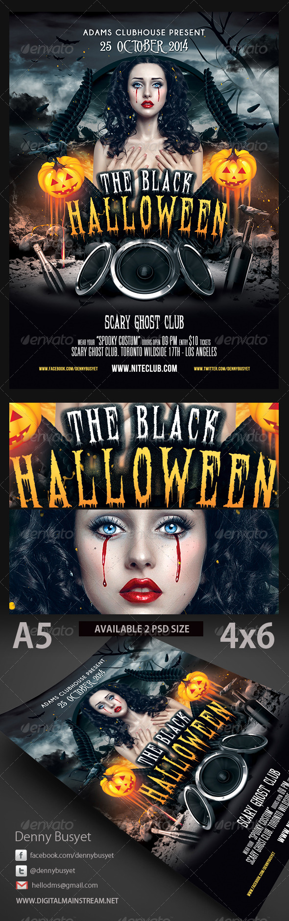 The Black Halloween Psd Flyer Template - Holidays Events