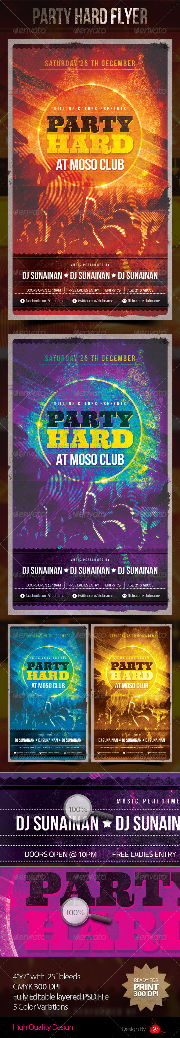 Party Hard Flyer - Clubs & Parties Events