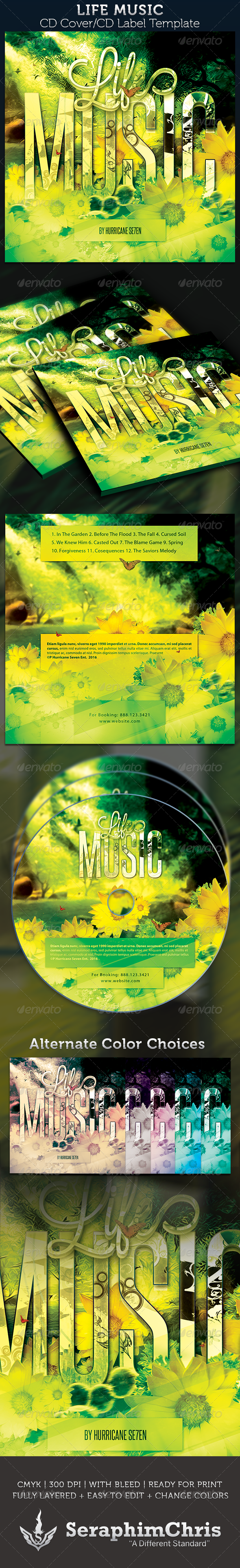 Life Music CD Cover Artwork Template - CD & DVD Artwork Print Templates