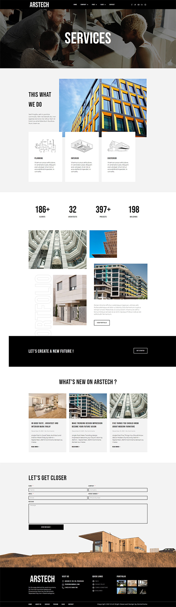 Arstech - Architecture Elementor Pro Full Site Template Kit by Rometheme