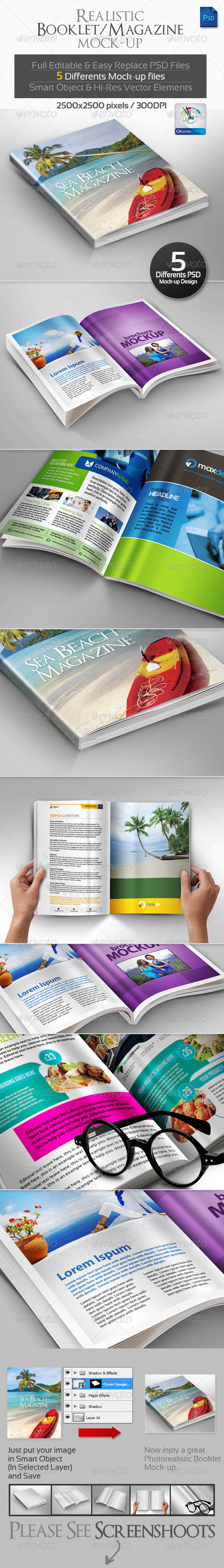 Realistic Booklet/Magazine Mock-ups - Magazines Print
