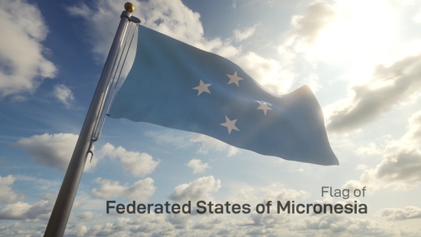 Micronesia Flag on a Flagpole alt
