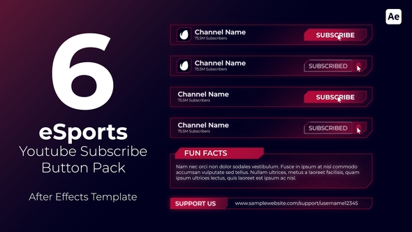 eSports Youtube Subscribe Button Pack