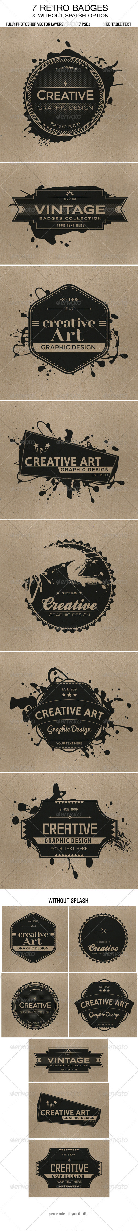 7 Retro Badges - Badges & Stickers Web Elements