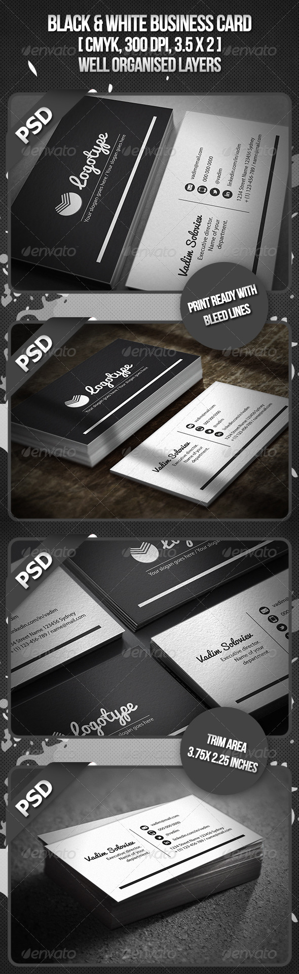 Black & White Business Card - Corporate Business Cards