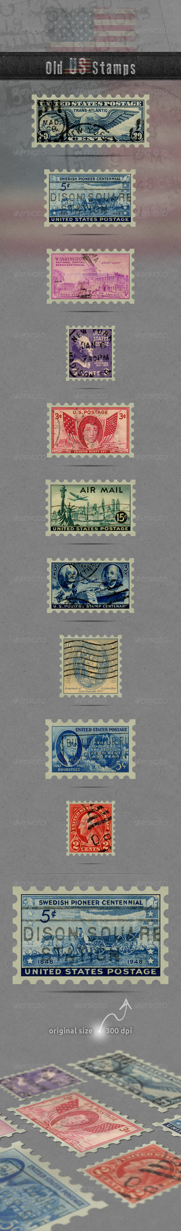 Old US Stamps - Miscellaneous Isolated Objects