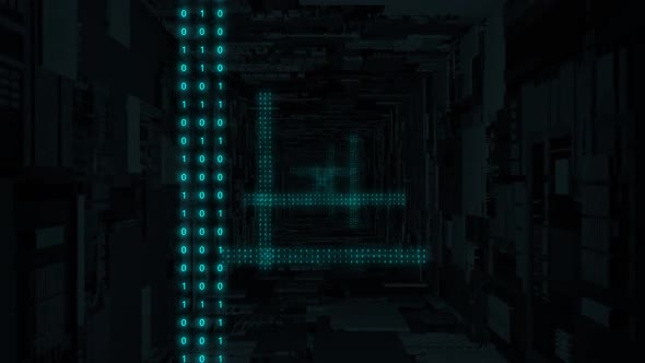 Fly Inside Computer with Data Streams of Binary Zeros and Ones - 1080p alt