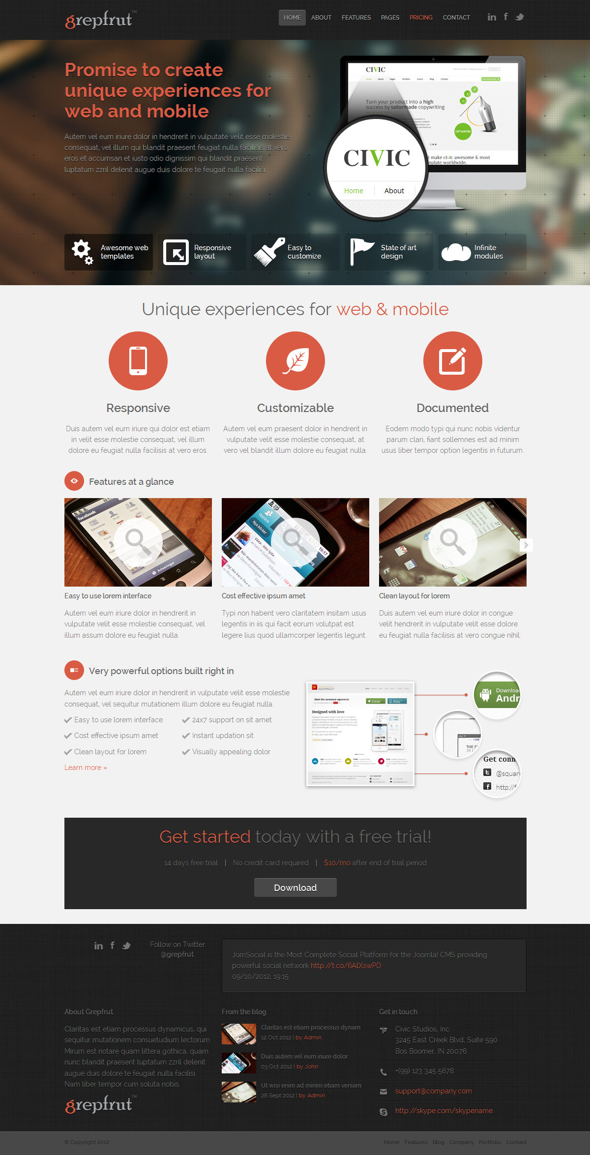 Grepfrut Responsive Software HTML Template by tansh | ThemeForest