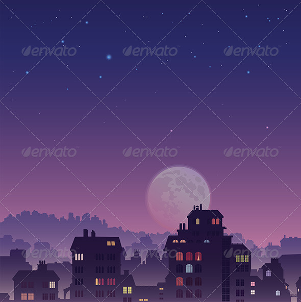 City by Night - Buildings Objects