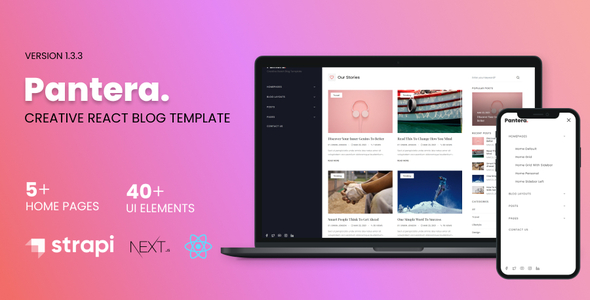 Pantera - Creative React Blog Template with RESTFul API