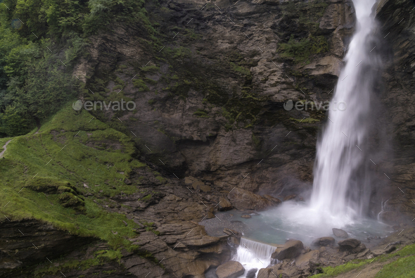 The Reichenbach Falls near the Swiss town Meiringen - Stock Photo - Images