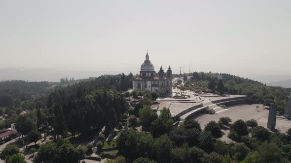 Sameiro Sanctuary, Famous Catholic Shrine, Portugal, Drone Establishing alt