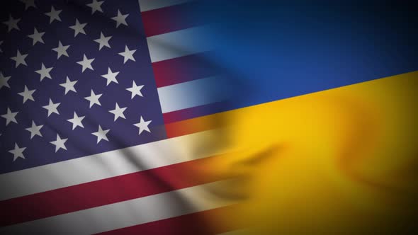 Waving USA and Ukraine Flag