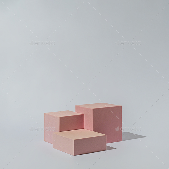 Trend podium stand geometric cube platform for displaying or showing or advertising product - Stock Photo - Images