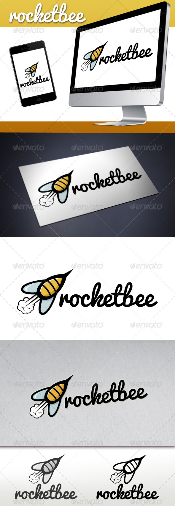Rocket Bee Logo - Animals Logo Templates