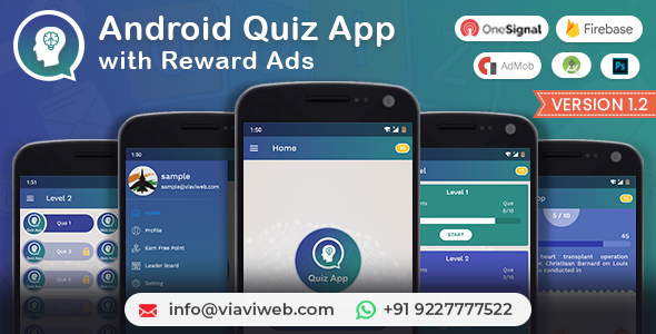 Android Quiz App with Reward Ads (Quiz, Lucky Wheel, Earn Point, LeaderBoard, Lucky Spin)