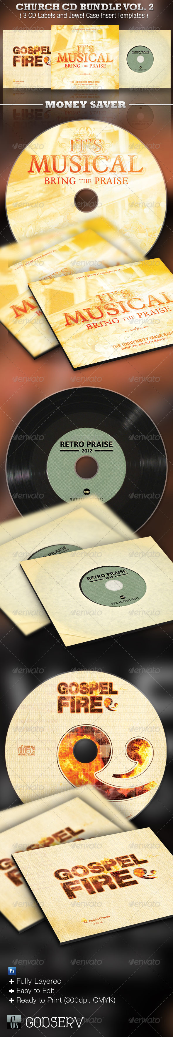 Church CD Template Bundle Vol 2 - CD & DVD Artwork Print Templates
